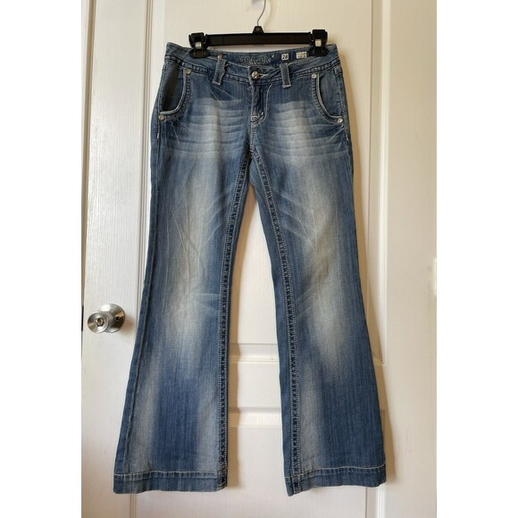 Miss Me Women’s Wide Leg Jean Rhinestone Flare Size 28 Y2K - Picture 1 of 10